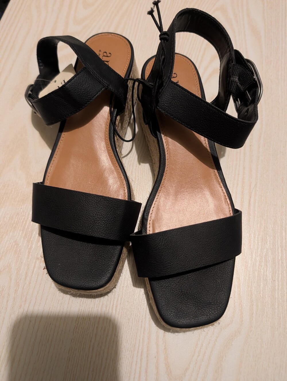 NWT a.n.a Black Espadrille Wedge Sandals Platform Size 8 Medium
